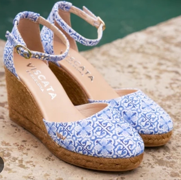 VISCATA Barcelona Cobalt Blue Platform Wedge Sandals - Picture 8 of 8